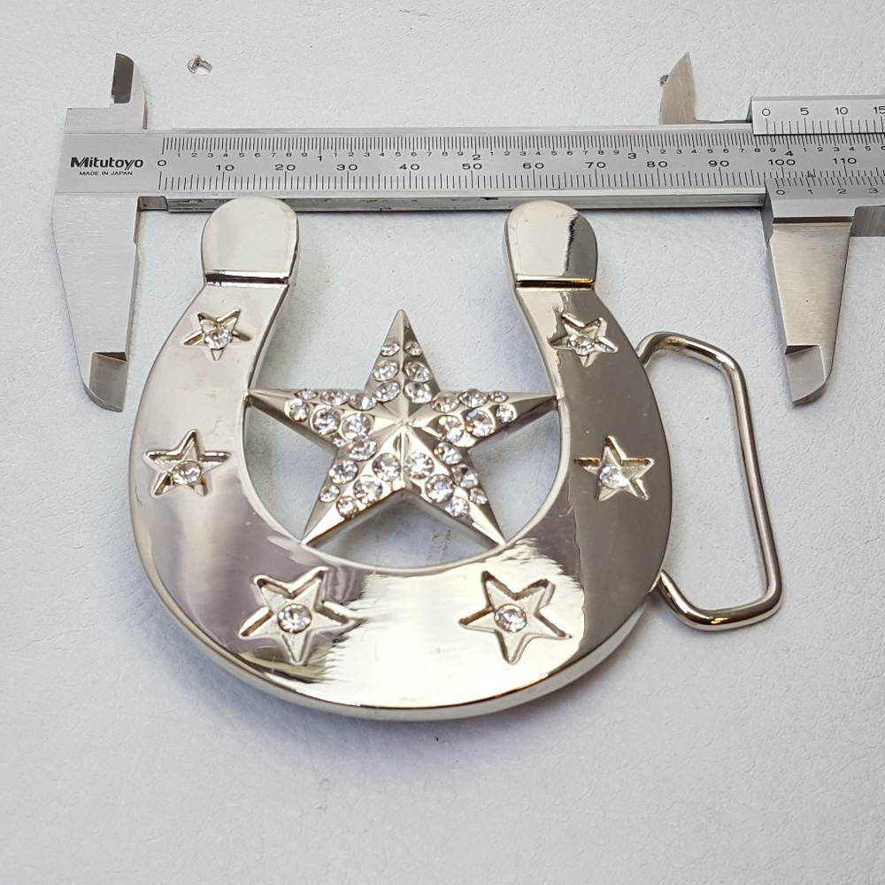 Silver Star-Embellished Belt Buckle